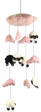 Global Crafts Handmade Felted Wool Counting Sheep Mobile - Global Groove (Nepal)