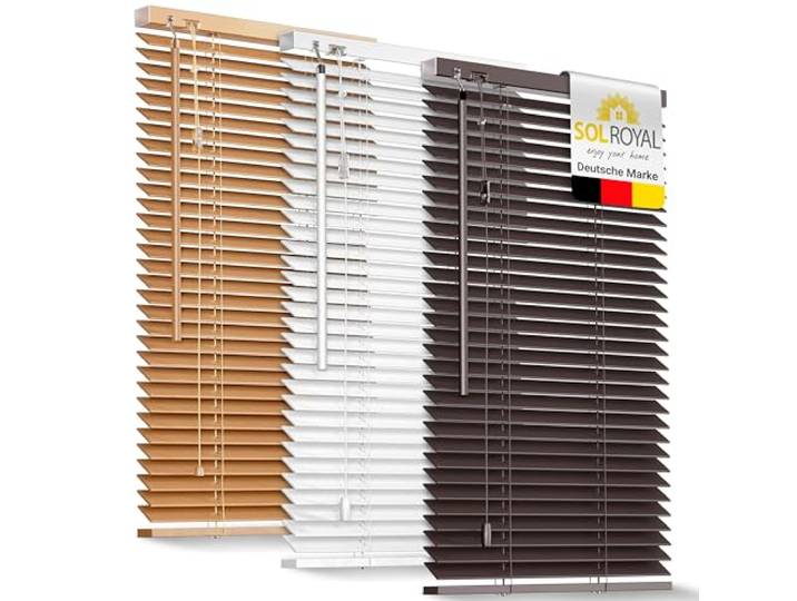 Sol Royal Holzjalousie JH3 Jalousie aus Holz Tür- und Fensterjalousie 50x130cm Dunkelbraun umweltschonend produziert Fenster 3,5cm breite Lamellen Jalousien Blickschutz braun SolDecor JH3