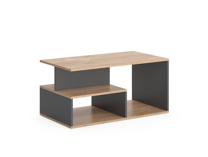 Vicco Couchtisch Hasso Goldkraft Eiche/Anthrazit 90 x 49.4 cm, Eichefarben, Anthrazit, Holzwerkstoff, 1 Fächer, Rechteckig, 90x43.8x49.4 cm, Wohnzimmer, Wohnzimmertische, Couchtische