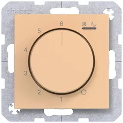 Hager WAN5011C12 Temp.regler 230V/15W, Dreh-/Druckknopf, Heizen/Kühlen, A.x/C.x, petal, matt