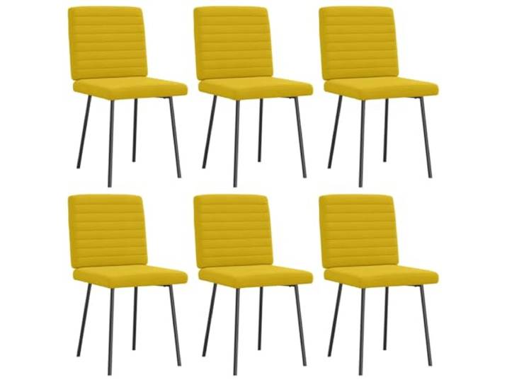 6 Esszimmerstühle aus gelbem Samt mit Metall- und Holzrahmen Weicher Samt, dicker Schaumstoff, Metallbeine aus Holz, moderner Stil, Esszimmer, Wohnzimmer, Gästezimmer