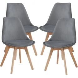 Helloshop26 - 4er-Set Esszimmerstühle 82 x 49 x 54 cm modernes Design robust grauer Cord