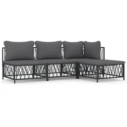 Helloshop26 - Gartenmöbel Lounge Set Outdoor Möbel Set mit Kissen 4 Teile Anthrazit Stahl 02_0018293
