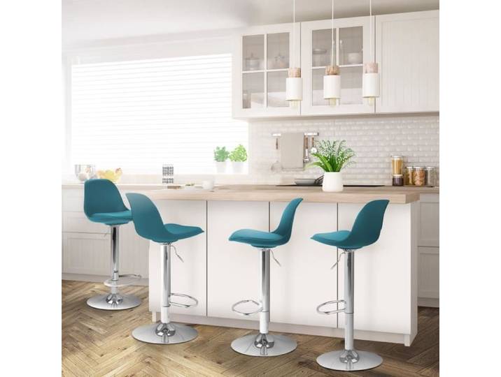 IDMARKET Lot de 4 tabourets de bar KARL design bleu canard