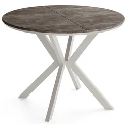 ESSTISCH Valeo Neo – Rund, Ausziehbar, mit Ring – Kaschmirfarbene Metallbeine – Moderner Stil – Beton Dunkelgrau 90-130/90/76 cm
