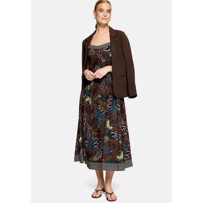 Maxikleid ZERO "Damen ohne Arm", Damen, Gr. 40, Normalgrößen, braun (braun, petrol), Chiffon, Obermaterial: 60% Viskose, 40% Baumwolle, bedruckt, A-Linie lang, Kleider Maxikleid, Material