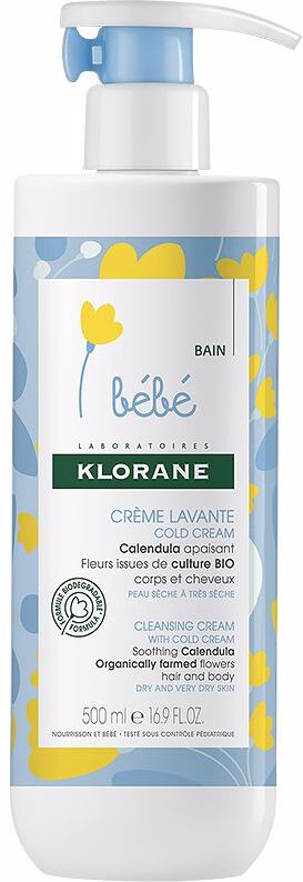 Klorane Bébé crème nettoyante visage et corps 500 ml