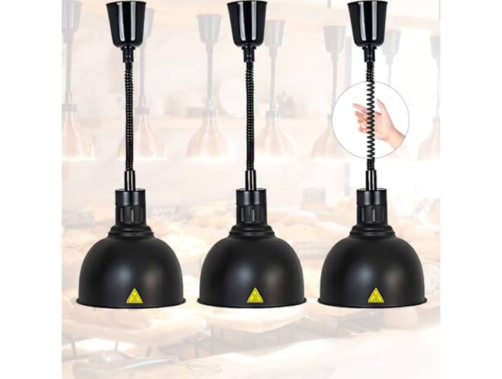VFDZ Wärmelampe Küche Gastro, 250W Wärmelampe Gastronomie für Speisen 19/25 cm Speisenwärmer Lampe für Buffet, Hängende Lebensmittel Wärmelampe Küche für Essen Höhenverstellbar