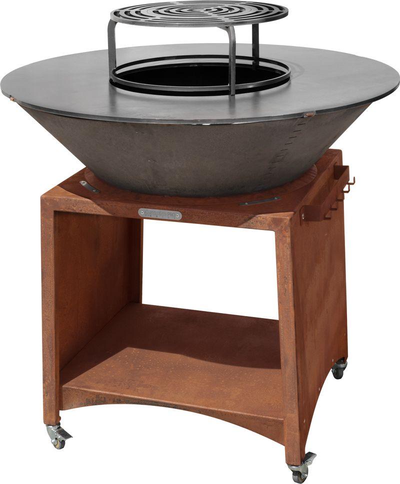 Grill Strend Pro Fiesta, Ausführung Rost, Stahl, Durchmesser 100 cm, mit Feuerstelle