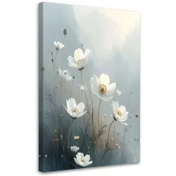 BILD auf Leinwand, Feld weiße botanische Blumen