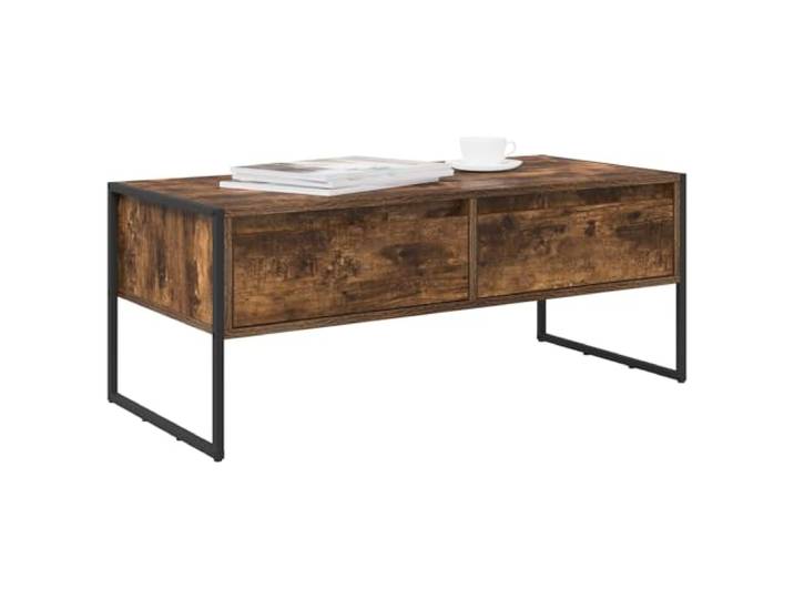 KTHLBRH Couchtisch Eiche Rauchig 100 x 46 x 40 cm Mehrschichtholz, mit Schublade, 2 Fächer, Industriestil, Stahl