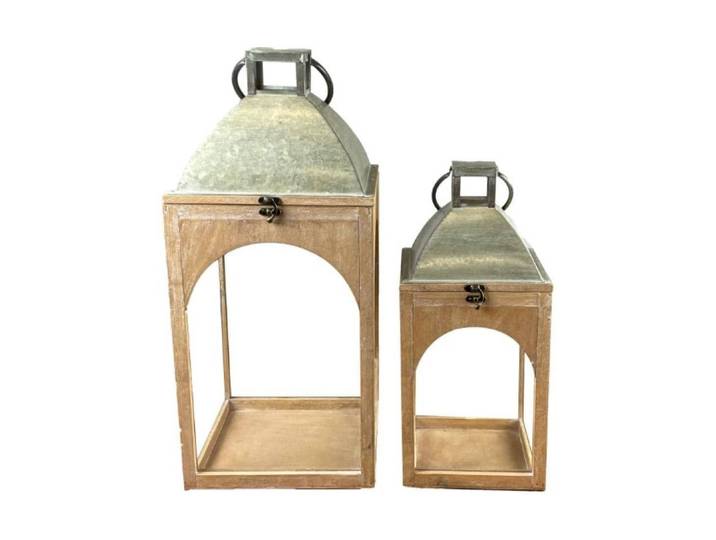 Kerzenlaterne CHALET Braga 57 cm , beige (braun), B:26cm H:57cm T:26cm, Kiefer, Kerzenhalter, Kerzenlaterne