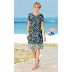 Viskose-Kleid in Druck blau in Größe 52 von DW-Shop, Blau, 52
