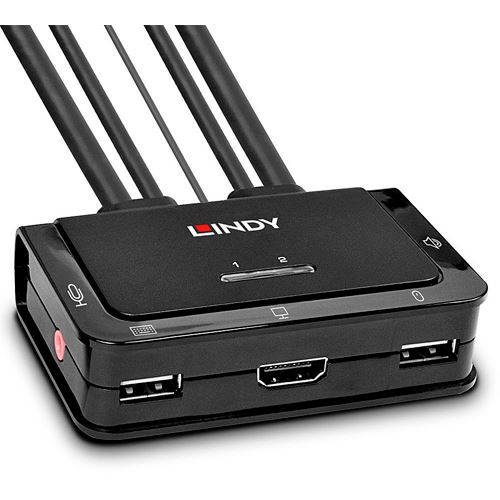 Lindy 2 Port HDMI 2.0 18G, USB 2.0 KVM Switch mit Audio
