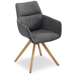 MAISON Stuhl Ontario Leder Grau Grey