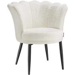 tectake Sessel Stella, dicke Polsterung, 67x64x76cm  Kunstfell Creme/Schwarz
