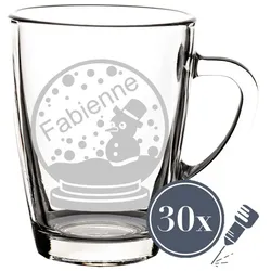 Glasbecher Kaffeebecher 300 ml - Schneekugel - 30 Stück