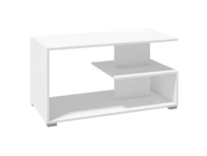 Table Basse NINA Blanc - Table de salon avec 2 étagères - 100x50x55 cm