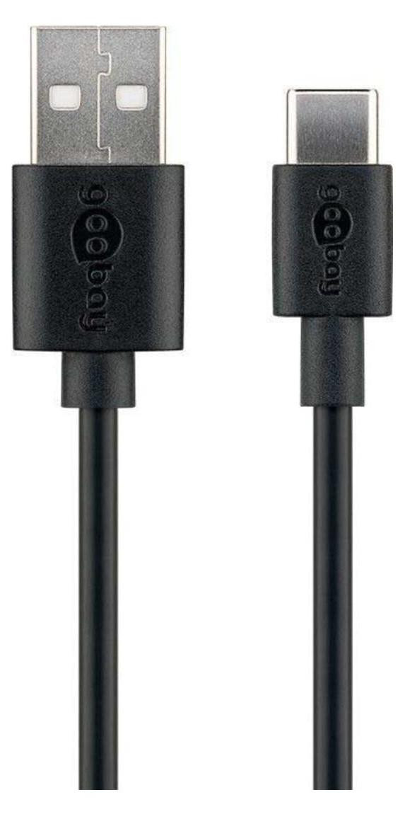 Goobay USB-C oplaad- en synchronisatiekabel, zwart, 3 meter