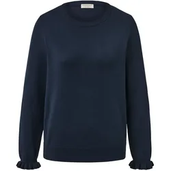 Tchibo - Feinstrickpullover mit Rüschendetail - Damen - Gr. S - dunkelblau
