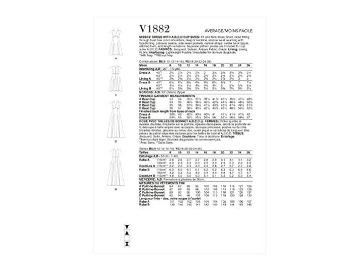 Vogue Patterns V1882Y5 Misses Jurk Y5 (18-20-22-24-26)