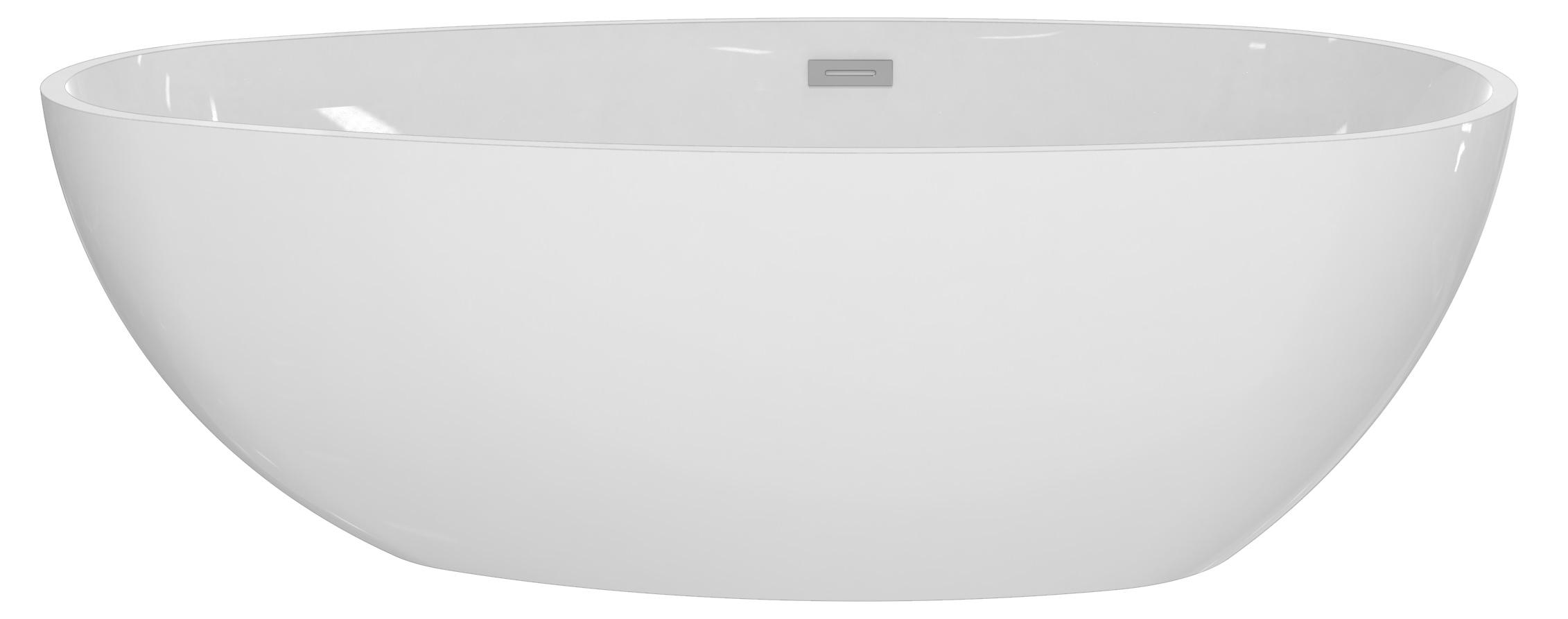 Badewanne freistehend Standbadewanne Wanne Anti-Rutsch Oval in Ei-Form aus Acryl 180 cm x 90 cm x 59 h, weiß glanz