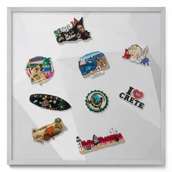 MAGNETTAFEL 50x50 cm Silberner Rahmen 3D Geometrischer Hintergrund