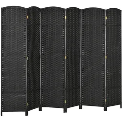 PARAVENT 6-teilig 240 x 170 cm Raumteiler Trennwand aus Kiefernholz Schwarz