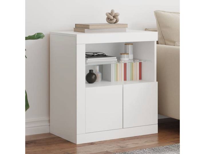 vidaXL Sideboard vidaXL Sideboard mit LED-Beleuchtung Weiß 60,5x37x67 cm