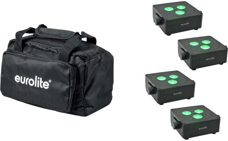 EuroLite Set 4x AKKU IP Flat Light 3 sw + Soft-Bag (20000861)