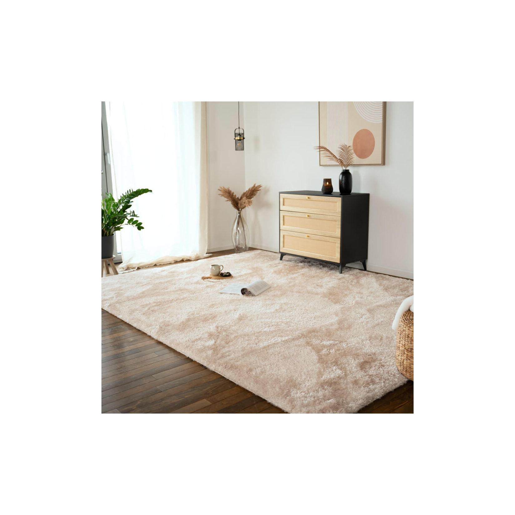 HOME DELUXE Hochflor Teppich SOFI - 180 x 120 cm Beige