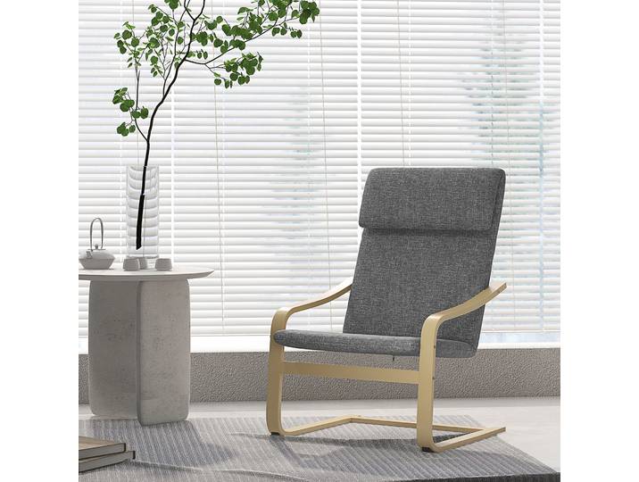 HOMCOM Fauteuil Soutien Nuque Bois Gris Naturel