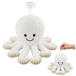 Plüsch-Oktopus mit Saugnapf, weiß, 16 cm