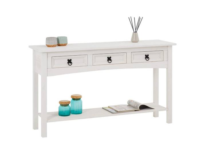 Idimex Konsolentisch Rural weiß, Weiß, Holz, Kiefer, Vintage, 122x73x32 cm, Wohnzimmer, Wohnzimmertische, Konsolentische