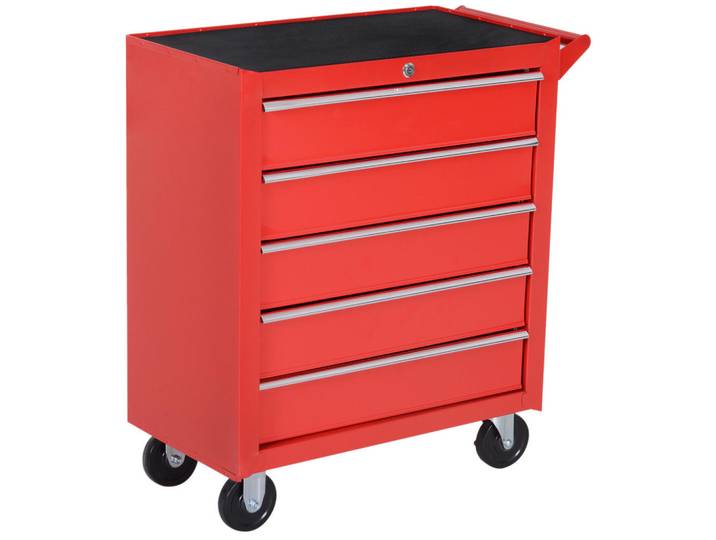 Durhand Werkstattwagen mit Rollen, Stahl, Rot, Metall, 33x75x69 cm, Freizeit & Co, Haus & Garten