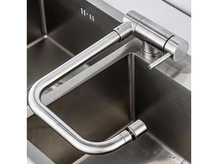 Vorfenster Küchenarmatur Klappbar Wasserhahn Küche Edelstahl 2 Modi Schwenkbar Spültischarmatur Küche Vorfenster-Gebürstet