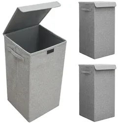 2er Set 50L Wäschekorb mit Deckel 30x30x60 - XXL Wäschesammler Wäschebox Faltbar