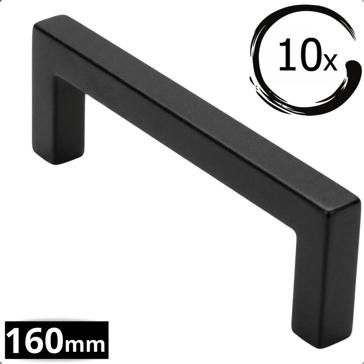 10x Zwarte RVS Kastgrepen met Boormaat 160mm
