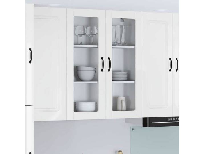 Armoire murale de cuisine Vitrine suspendue cuisine Blanc brillant 80x31x100 cm A14005