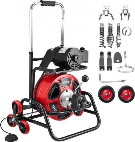 Vevor buisreinigingsmachine rood met plastic onderdelen