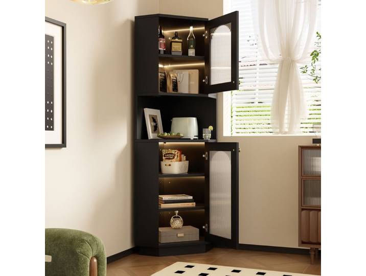 Armoire de bain avec bande lumineuse meubles de bain armoire d'angle avec deux compartiments compartiment ouvert avec planchers