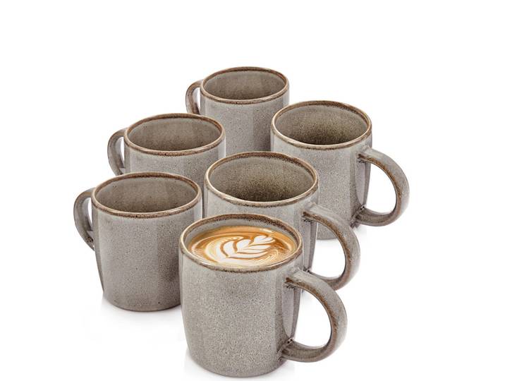 Sänger Kaffeebecher SET Kairo Graphit - 6 teilig aus Steingut, Braun, 6-teilig, 0.4 L, kratzfest, Geschirr, Tassen, Kaffeebecher