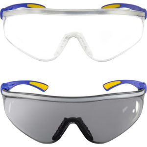 S&R Schutzbrille Set Comfort-Line, klar & getönt, Bügelbrille, blau, 2-teilig