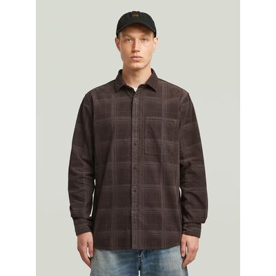 Langarmshirt G-STAR "One Pocket Regular Hemd", Herren, Gr. XL, braun (ganache gd laser check), Obermaterial: 100% Baumwolle, Shirts Langarmshirt