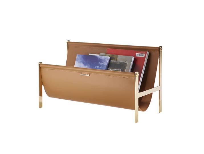 OPINION CIATTI porte-revues PORTARIVISTE (Naturel / or 24K - acier et cuir)