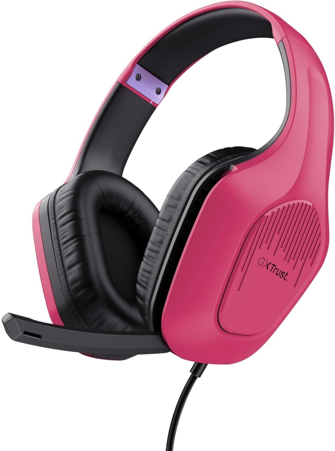 Trust Gaming GXT 415P Zirox Lightweight Over-Ear Gaming Headset, 50mm Drivers, 3.5mm Jack, Foldaway Mic, 2m Cable – Compatible with PC, Xbox, PS4, PS5, Switch, Mobile – Pink, New
