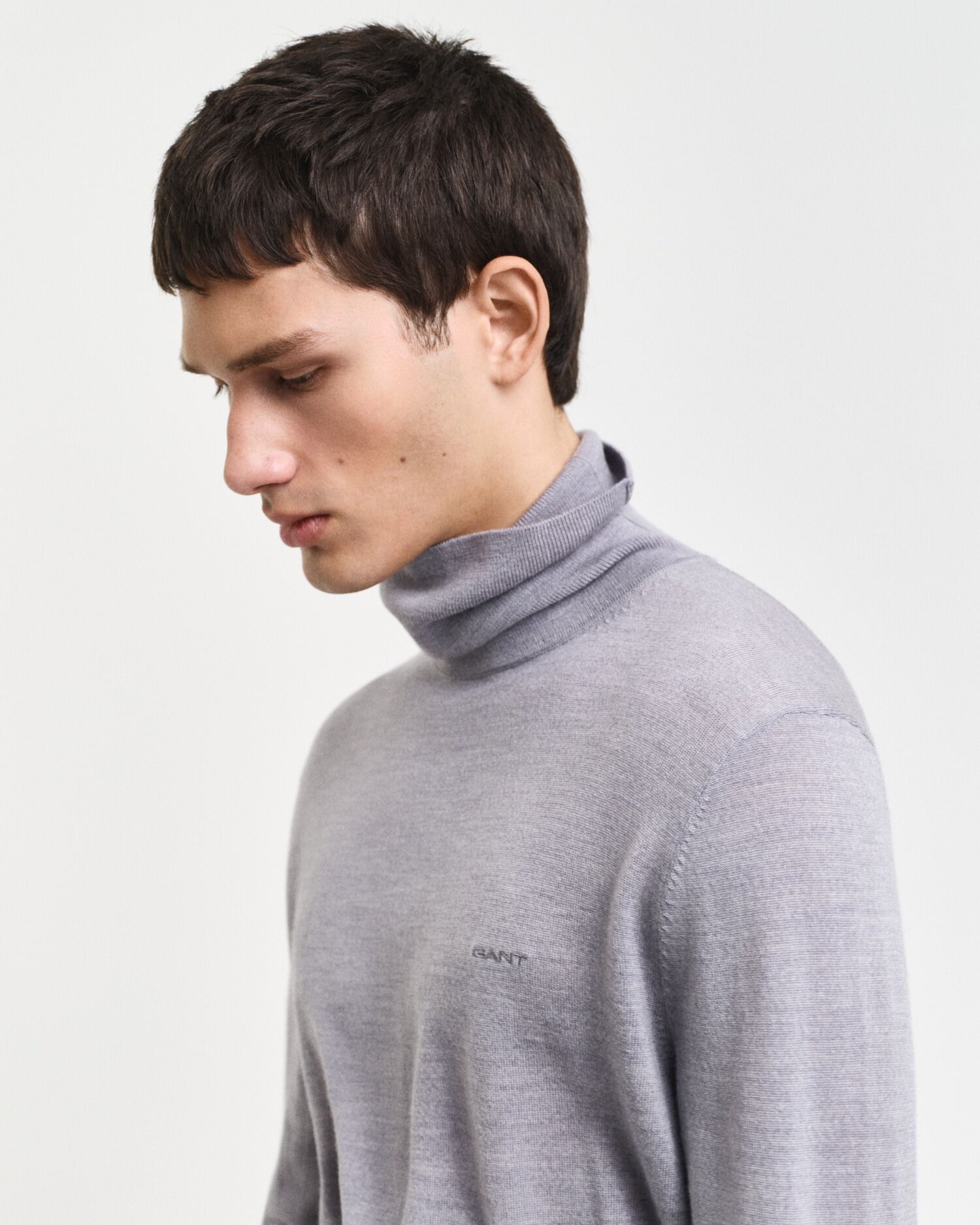 Wollpullover GANT "EXTRAFINE MERINO WOOL TURTLENECK", Herren, Gr. XXL, grau (grau melange), Strick, Obermaterial: 100% Wolle, regular fit, Rippbündchen, Pullover Wollpullover, mit Rollkragen grau melange XXL