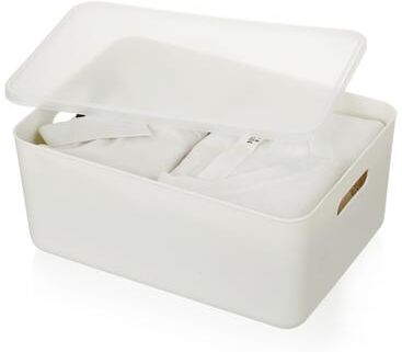 Ybm Home Inc. YBM Home Stackable Plastic Storage Bin with Lid, White