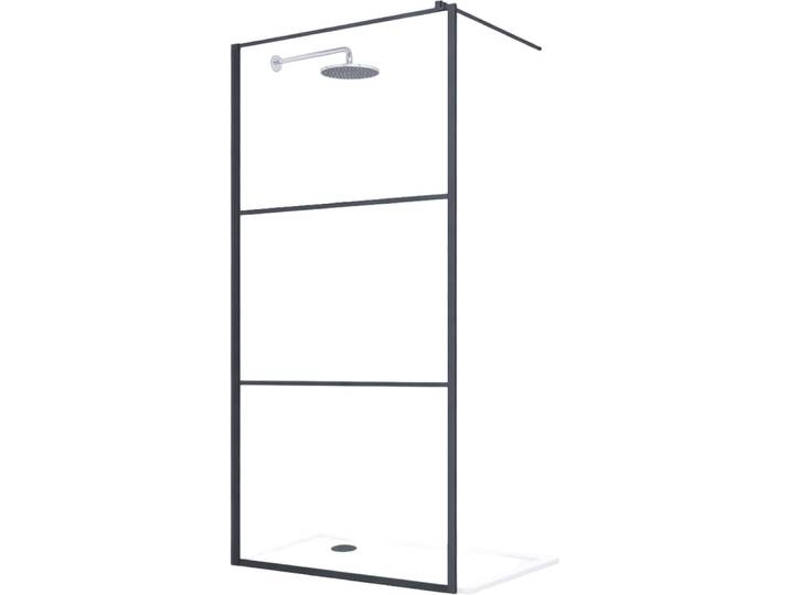 Walk-in-Dusche WELLTIME Walk-In Foggy Black , schwarz, B:90cm H:195cm, Duschwände, Walk-in-Dusche, Milchglaseinsatz für perfekten Sichtschutz