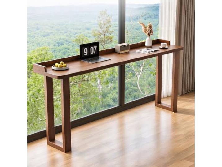 KXPSWGE Massivholz schmale Bar Tisch, rechteckige Küche Pub Esstisch Schmaler Eingang Konsole Tisch,Sofa Seitentisch,Langer Bar Tisch(140cm/55.1in)